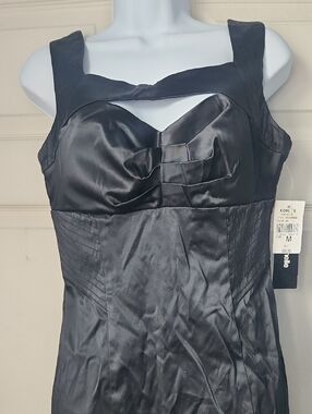 Kohl's Black Satin Quilted Panel Cocktail Dress